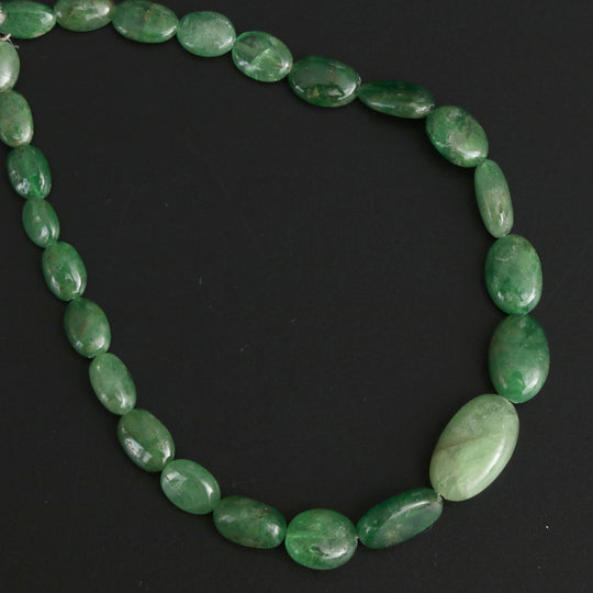 ツァボライト スムース オーバル ビーズ、5x6 mm ～ 8.5x14 mm - ツァボライト ジュエリー メイキング ビーズ、8 インチ/20 cm フル ストランド、1 ストランドあたりの価格