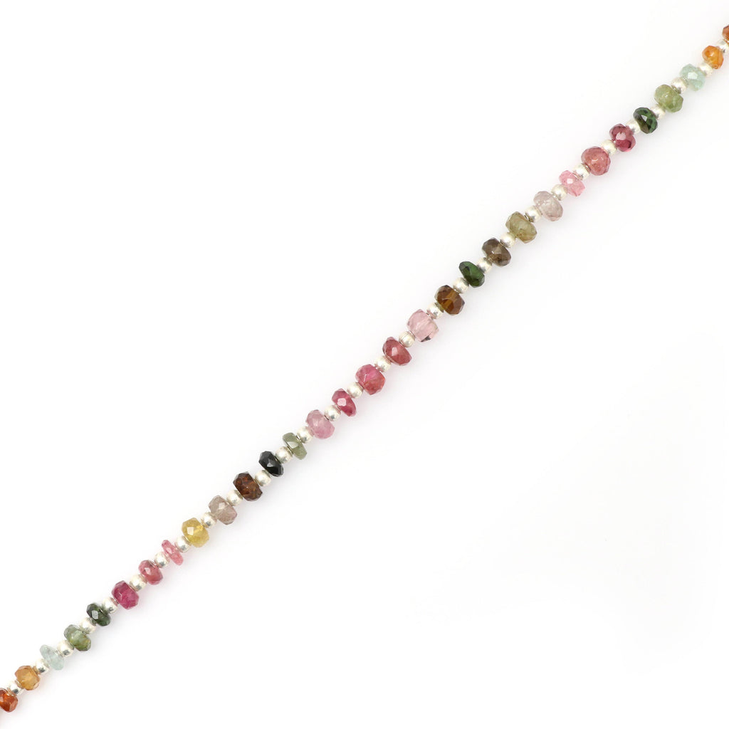 Multi Tourmaline Faceted Beads, Tourmaline Beads, Rondelle Beads, Multi Beads-4 mm- Multi Tourmaline - Gem Quality, 8 Inch, Price Per Strand - National Facets, Gemstone Manufacturer, Natural Gemstones, Gemstone Beads