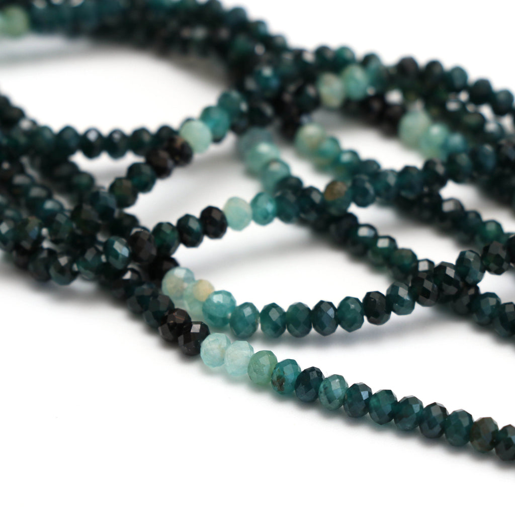 Grandidierite Faceted Roundel Beads, Grandidierite Shaded Beads, 4 mm, Gem Quality, 8 Inch6 Inch Full Strand, Price Per Strand - National Facets, Gemstone Manufacturer, Natural Gemstones, Gemstone Beads