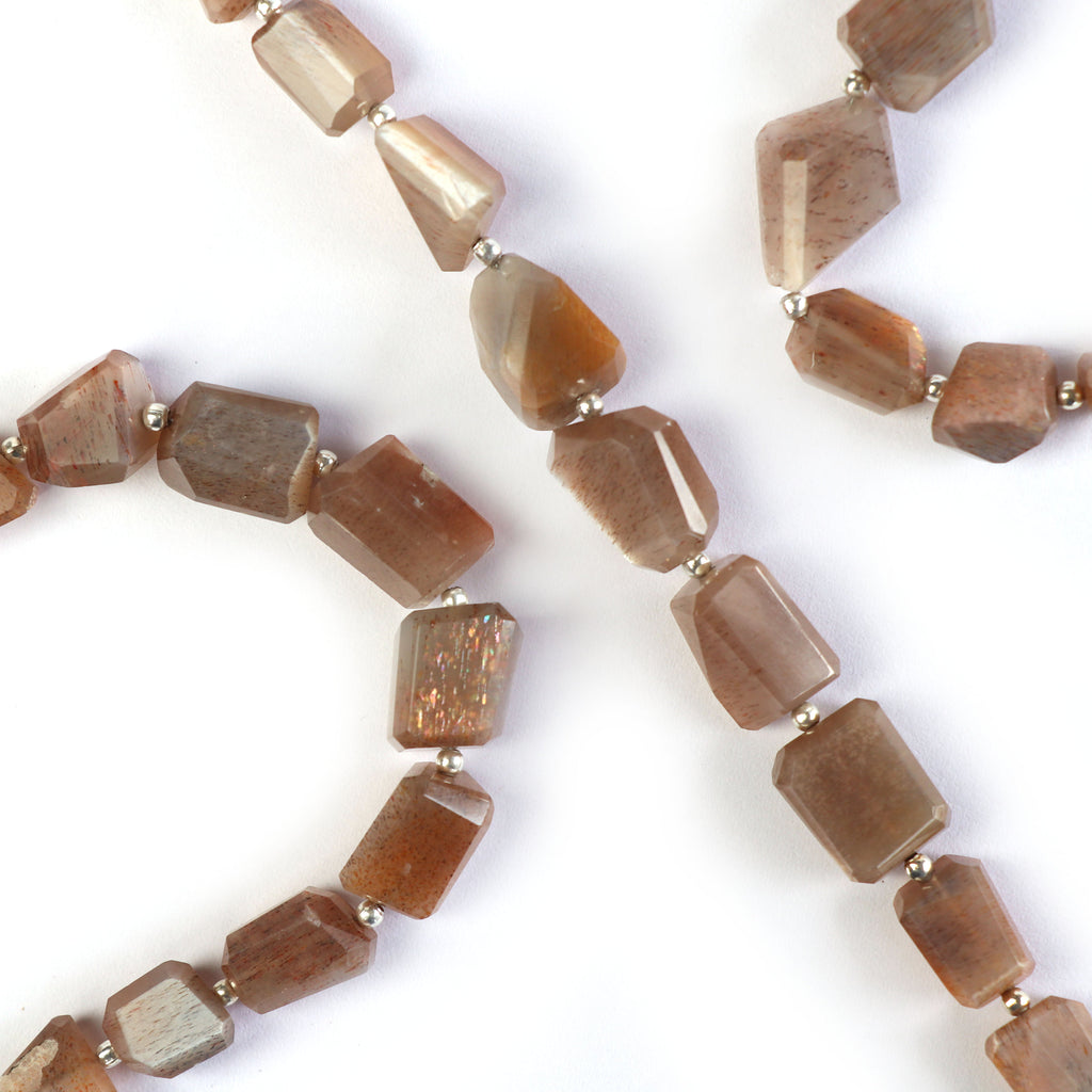 Brown Moonstone Faceted Tumble, Brown Moonstone Nuggets Beads 7x9 mm to 10x14 mm, Hand Made Necklace, 8 Inch , Moonstone Jewellery - National Facets, Gemstone Manufacturer, Natural Gemstones, Gemstone Beads