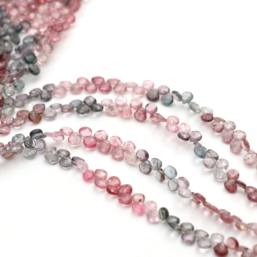 Multi Spinel Faceted Heart Beads | 4.5x4.5 mm | Multi Spinel Beads | Gem Quality | 8 Inch, 15 Inch Full Strand | Price Per Strand - National Facets, Gemstone Manufacturer, Natural Gemstones, Gemstone Beads