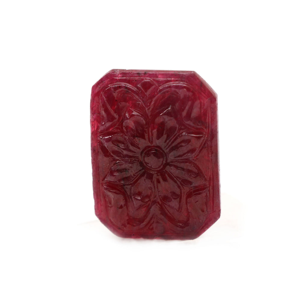 Natural Ruby Carving Cushion Loose Gemstone - 17x24 mm - Ruby Cushion, Ruby Carving Loose Gemstone, 1 Piece - National Facets, Gemstone Manufacturer, Natural Gemstones, Gemstone Beads