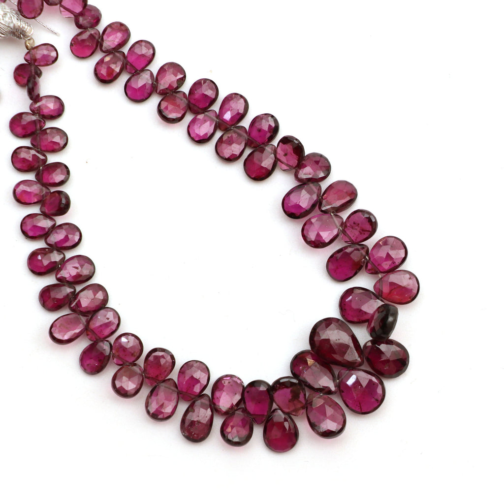 Natural Garnet Faceted Pear Beads | 5.5x4 mm to 10x7 mm | 8 Inch | Garnet Faceted Beads | Price Per Strand - National Facets, Gemstone Manufacturer, Natural Gemstones, Gemstone Beads