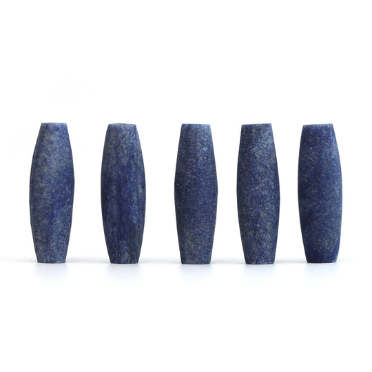 Denim Quartz Matte Finish Barrel Loose Gemstone, 7x22 mm, Denim Quartz Jewelry Making Gemstone, Top Drilled, Set of 5 Pieces