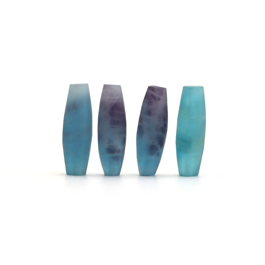 Flourite Matte Finish Barrel Loose Gemstone, 7x22 mm, Flourite Jewelry Making Gemstone, Top Drilled, Set of 4 Pieces