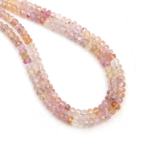 Natural Pink Imperial Topaz Faceted Rondelle Beads Strand 18"