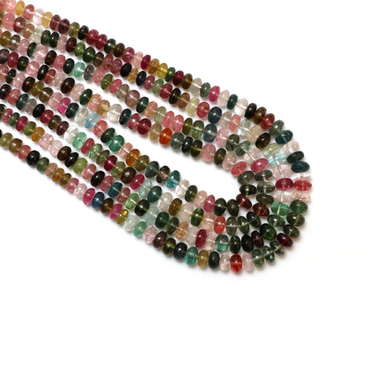 Multi Tourmaline Smooth Rondelle Beads, 3 mm to 6 mm, Tourmaline Jewelry Making Beads, 18 Inches Full Strand, Price Per Strand