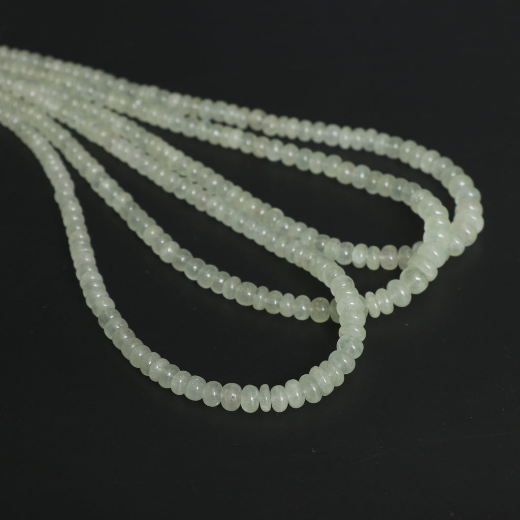 Aquamarine Smooth Rondelle Beads, 4 mm to 7 mm, Aquamarine Jewelry Handmade Gift for Women, 18 Inches Strand, Price Per Strand - National Facets, Gemstone Manufacturer, Natural Gemstones, Gemstone Beads, Gemstone Carvings