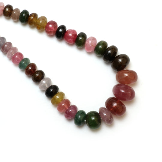Multi Tourmaline Smooth Rondelle Beads, 7 mm to 14 mm, Tourmaline Jewelry Making Beads, 19 Inches Full Strand, Price Per Strand