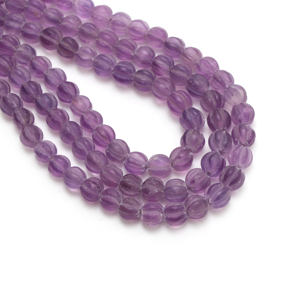 Amethyst Matt Finish Carving Rondelle Beads, 6.5 mm to 7 mm, Amethyst Rondelle Jewelry Making Beads, 18 Inches, Price Per Strand - National Facets, Gemstone Manufacturer, Natural Gemstones, Gemstone Beads, Gemstone Carvings