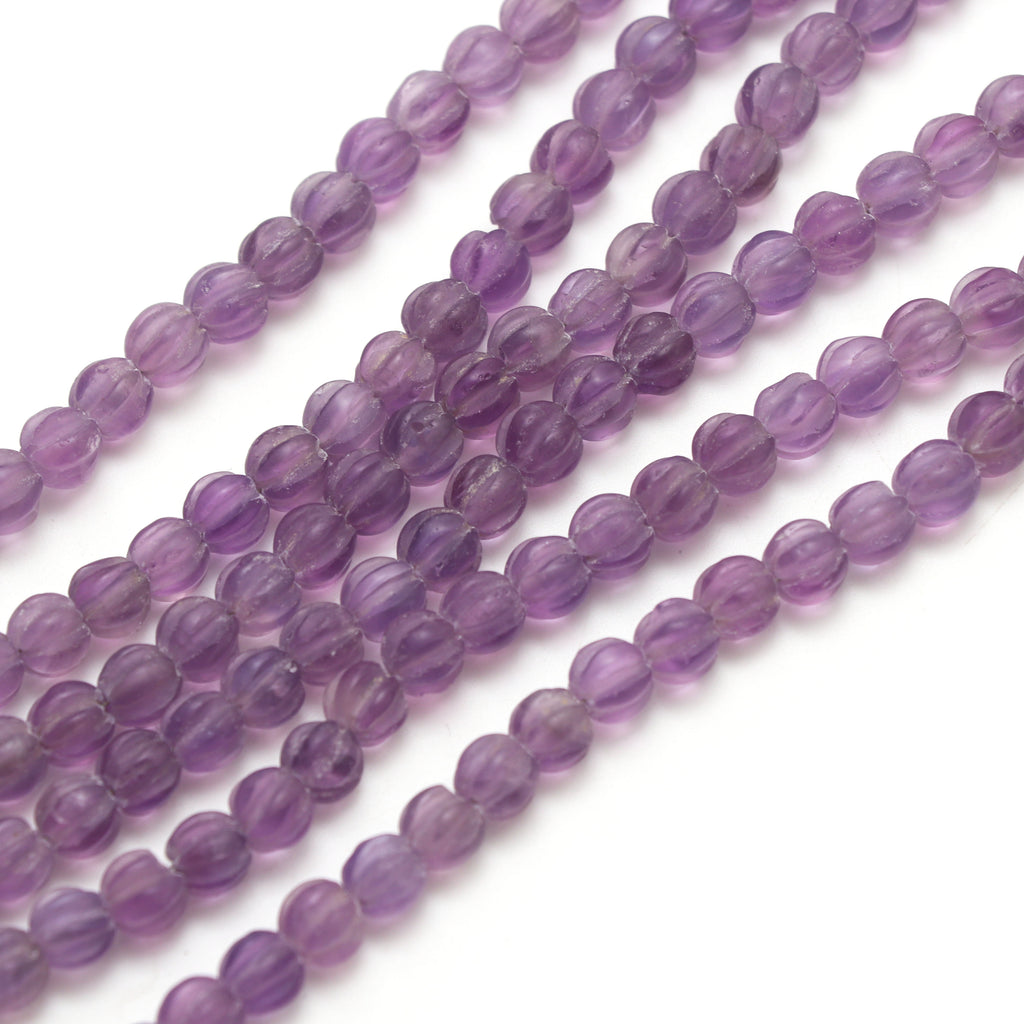 Amethyst Matt Finish Carving Rondelle Beads, 6.5 mm to 7 mm, Amethyst Rondelle Jewelry Making Beads, 18 Inches, Price Per Strand - National Facets, Gemstone Manufacturer, Natural Gemstones, Gemstone Beads, Gemstone Carvings