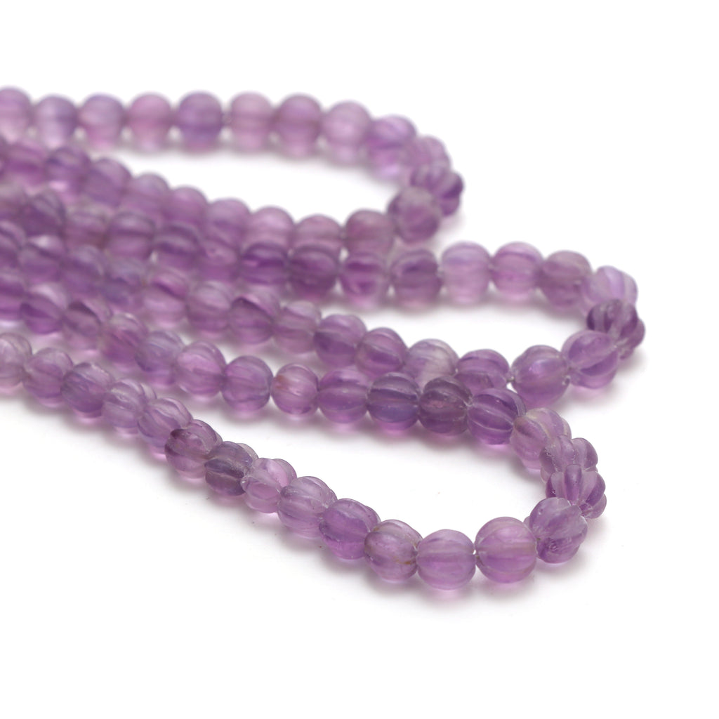 Amethyst Matt Finish Carving Rondelle Beads, 6.5 mm to 7 mm, Amethyst Rondelle Jewelry Making Beads, 18 Inches, Price Per Strand - National Facets, Gemstone Manufacturer, Natural Gemstones, Gemstone Beads, Gemstone Carvings