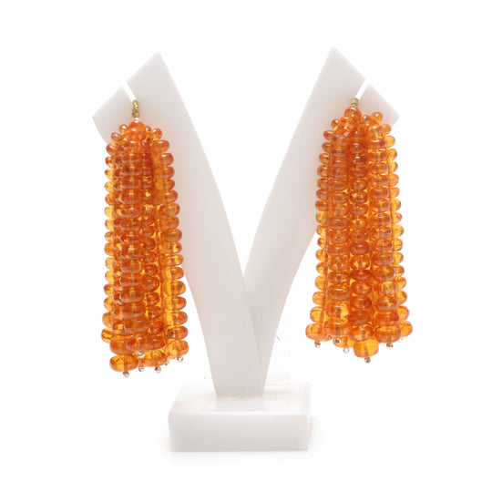 Natural Spessartite Smooth Rondelle Beads, 5mm To 7mm, 2.5 Inches Full Strand, Spessartite Beads, Pair ( 14 Strands )