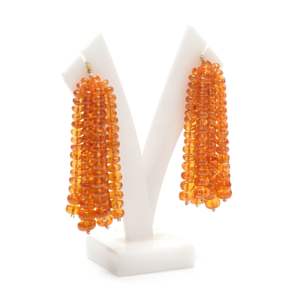 Natural Spessartite Smooth Rondelle Beads, 5mm To 7mm, 2.5 Inches Full Strand, Spessartite Beads, Pair ( 14 Strands ) - National Facets, Gemstone Manufacturer, Natural Gemstones, Gemstone Beads