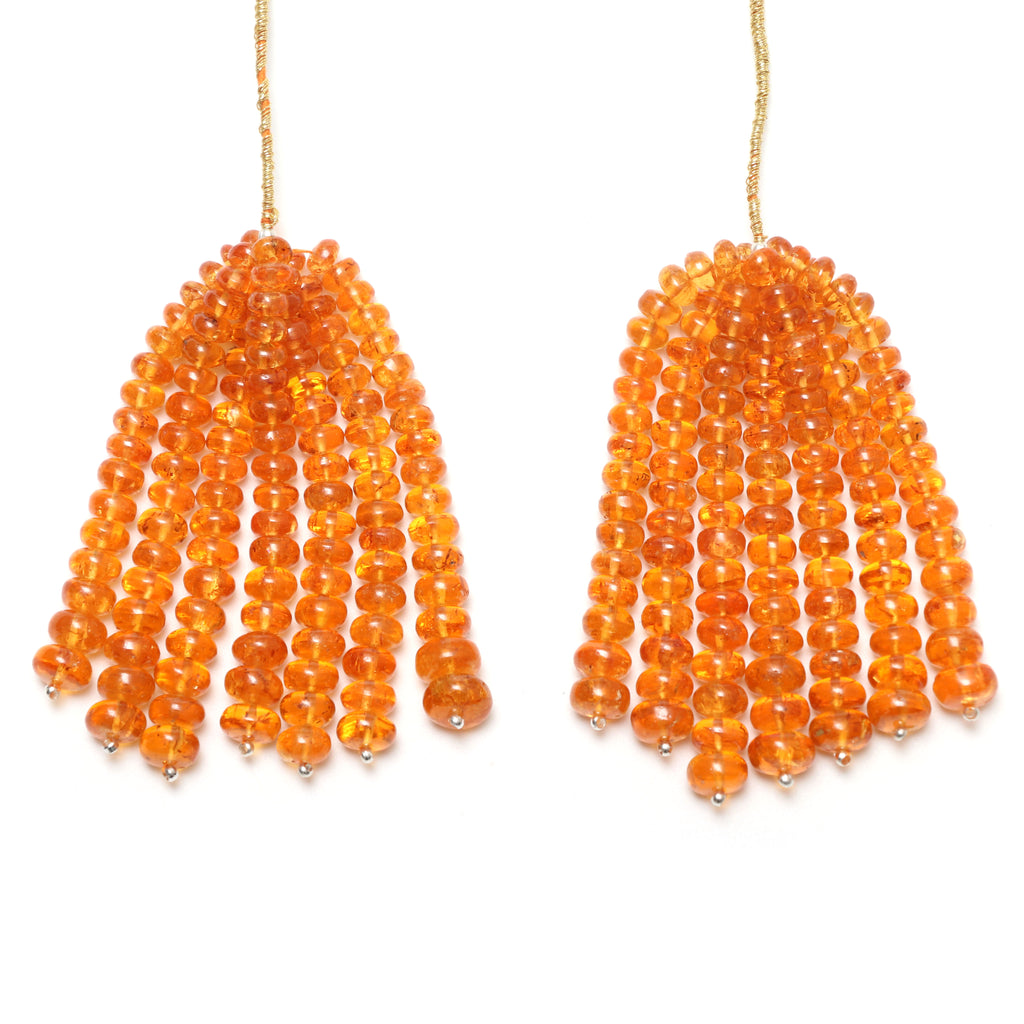 Natural Spessartite Smooth Rondelle Beads, 5mm To 7mm, 2.5 Inches Full Strand, Spessartite Beads, Pair ( 14 Strands ) - National Facets, Gemstone Manufacturer, Natural Gemstones, Gemstone Beads