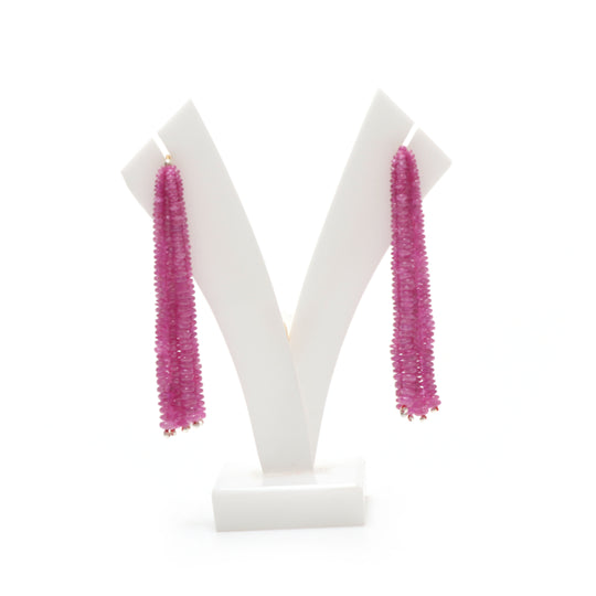 Natural Ruby Smooth Rondelle Beads, 2.5mm To 4mm , 2.5 Inches Full Strand, Ruby Beads, Pair ( 12 Strands )