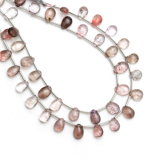 Sagentic クォーツ スムース ペア ビーズ、6x8 mm ～ 6x9 mm、Sagentic クォーツ ジュエリーメイキング ビーズ、8 インチ フル ストランド、1 ストランドあたりの価格