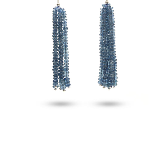 Natural Blue Sapphire Smooth Rondelle Beads, 3.5mm To 4mm , Sapphire Jewelry Making Beads, 2.5 Inches Full Strand, Pair ( 10 Strands )