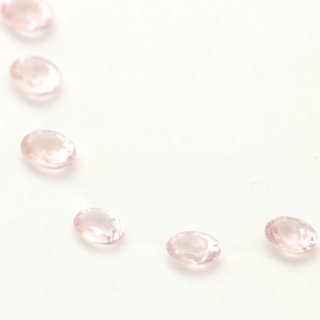 Natural Morganite Faceted Oval Loose Gemstone Layout, 7x9 mm to 9x11 mm, Morganite Oval Jewelry Making Gemstone, Set of 17 Pieces - National Facets, Gemstone Manufacturer, Natural Gemstones, Gemstone Beads, Gemstone Carvings