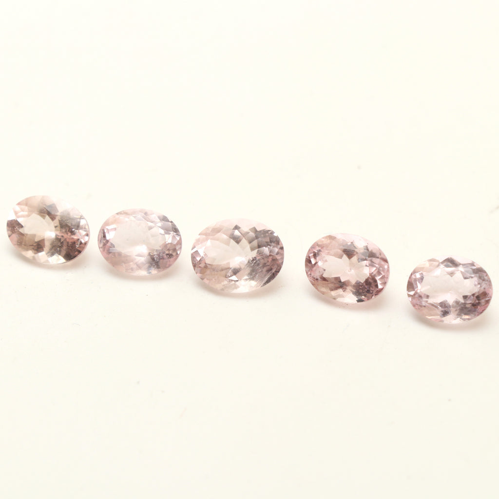 Natural Morganite Faceted Oval Loose Gemstone Layout, 7x9 mm to 9x11 mm, Morganite Oval Jewelry Making Gemstone, Set of 17 Pieces - National Facets, Gemstone Manufacturer, Natural Gemstones, Gemstone Beads, Gemstone Carvings