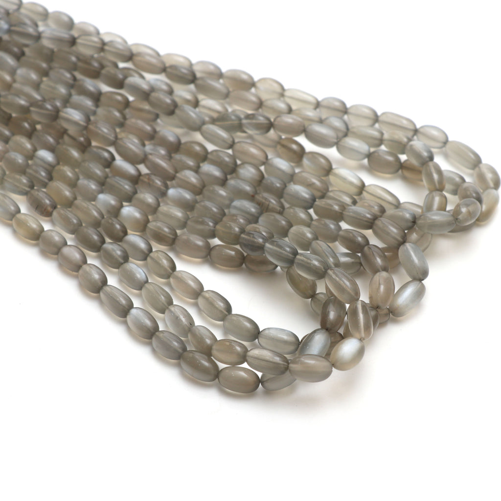 Gray Moonstone Smooth Oval Beads, 5.5x8.5 mm to 7x11 mm, Moonstone Jewelry Handmade Gift for Women, 18 Inch Strand, Price Per Strand - National Facets, Gemstone Manufacturer, Natural Gemstones, Gemstone Beads, Gemstone Carvings