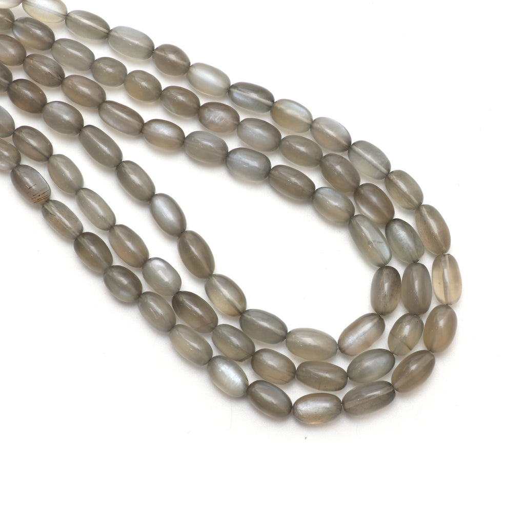 Gray Moonstone Smooth Oval Beads, 5.5x8.5 mm to 7x11 mm, Moonstone Jewelry Handmade Gift for Women, 18 Inch Strand, Price Per Strand - National Facets, Gemstone Manufacturer, Natural Gemstones, Gemstone Beads, Gemstone Carvings