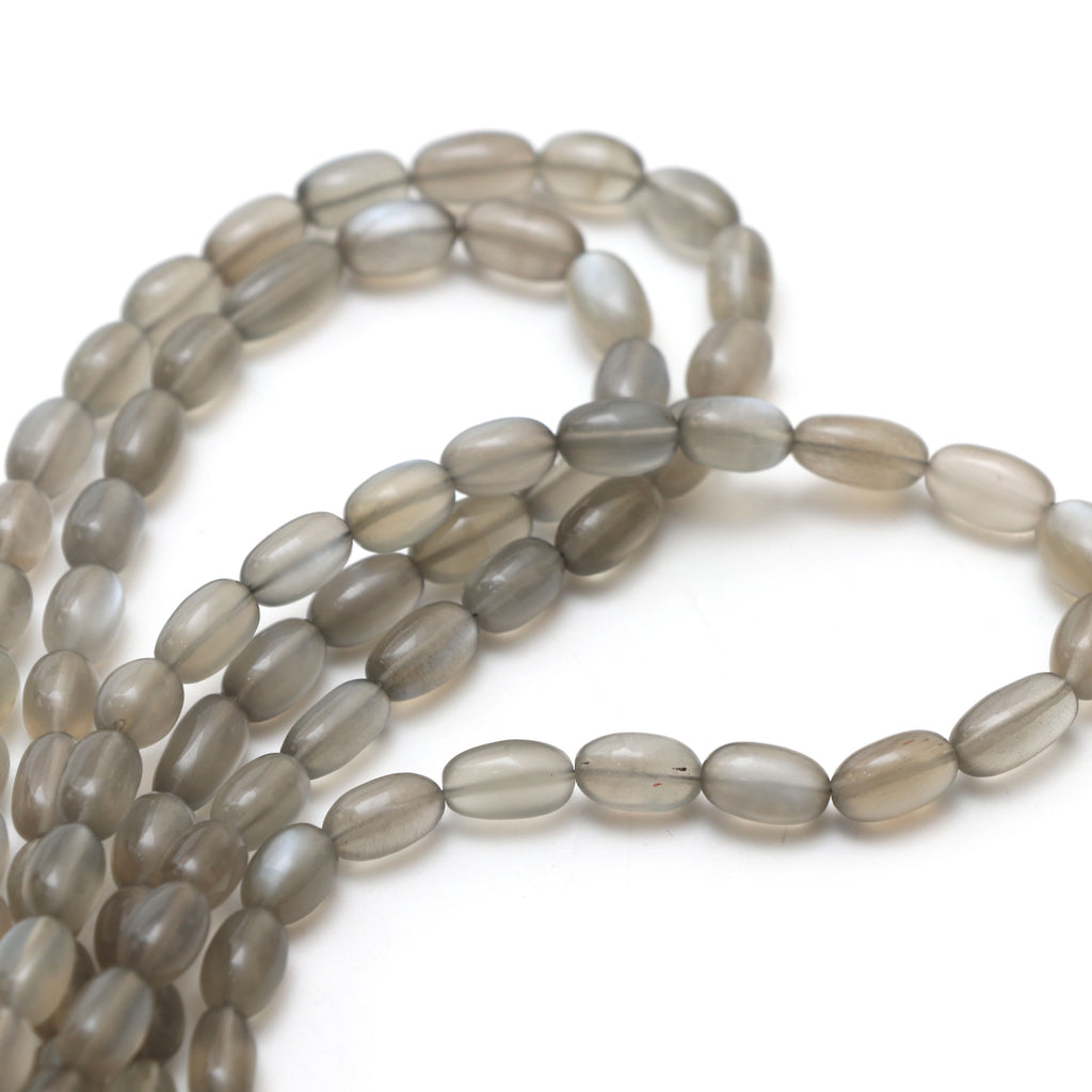 Gray Moonstone Smooth Oval Beads, 5.5x8.5 mm to 7x11 mm, Moonstone Jewelry Handmade Gift for Women, 18 Inch Strand, Price Per Strand - National Facets, Gemstone Manufacturer, Natural Gemstones, Gemstone Beads, Gemstone Carvings
