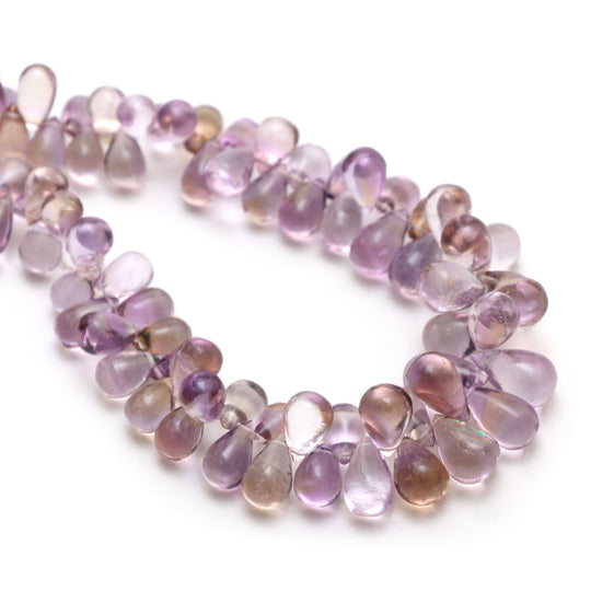 Natural Ametrine Smooth Drop Beads, 5x8.5 mm to 9x14 mm, Ametrine Jewelry Making Beads, 18 Inch Strand, Price Per Strand