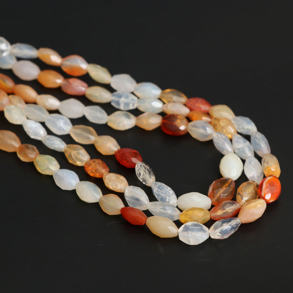 Mexican Fire Opal Faceted Barrel Beads, 6x8 mm to 7.5x10 mm, Fire Opal Jewelry Handmade Gift for Women, Price Per Strand - National Facets, Gemstone Manufacturer, Natural Gemstones, Gemstone Beads, Gemstone Carvings