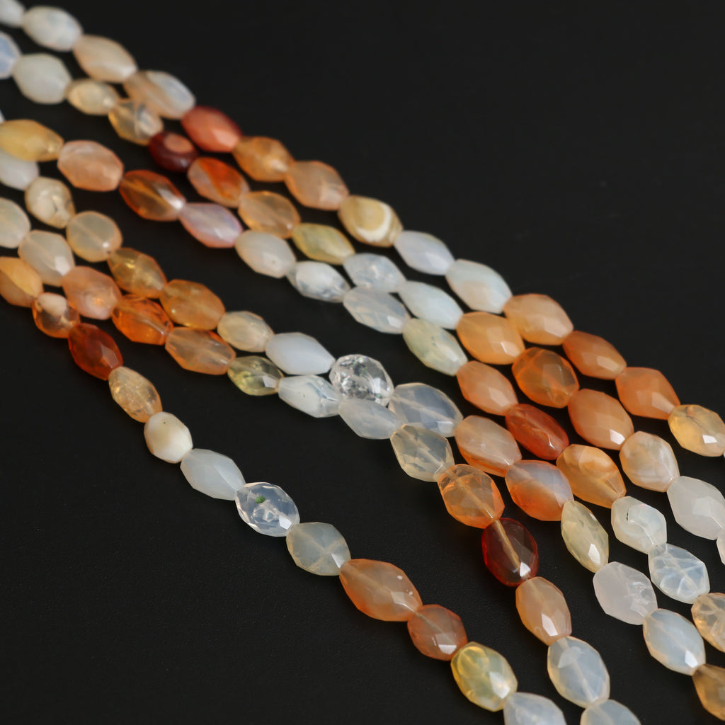 Mexican Fire Opal Faceted Barrel Beads, 6x8 mm to 7.5x10 mm, Fire Opal Jewelry Handmade Gift for Women, Price Per Strand - National Facets, Gemstone Manufacturer, Natural Gemstones, Gemstone Beads, Gemstone Carvings
