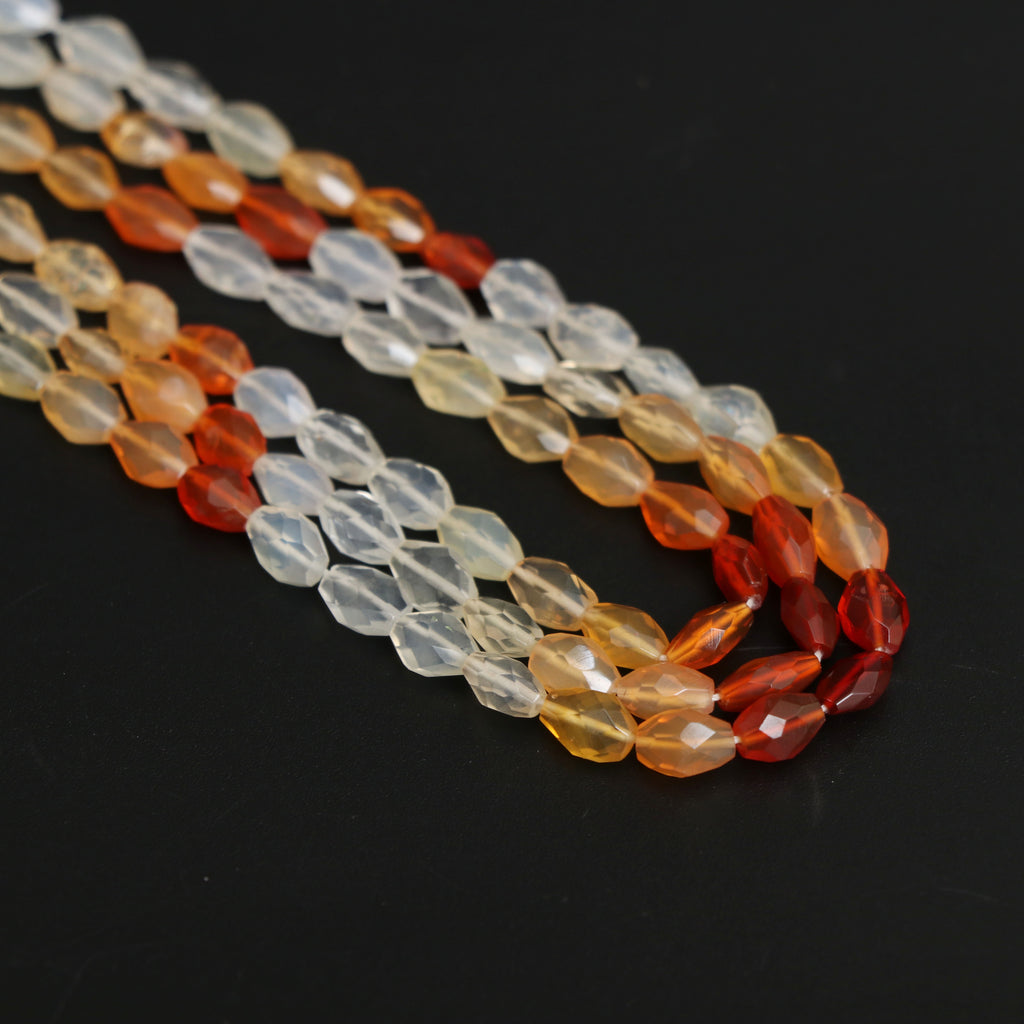 Mexican Fire Opal Faceted Barrel Beads, 5x7 mm, Fire Opal Jewelry Handmade Gift for Women, 16 Inch Full Strand, Price Per Strand - National Facets, Gemstone Manufacturer, Natural Gemstones, Gemstone Beads, Gemstone Carvings