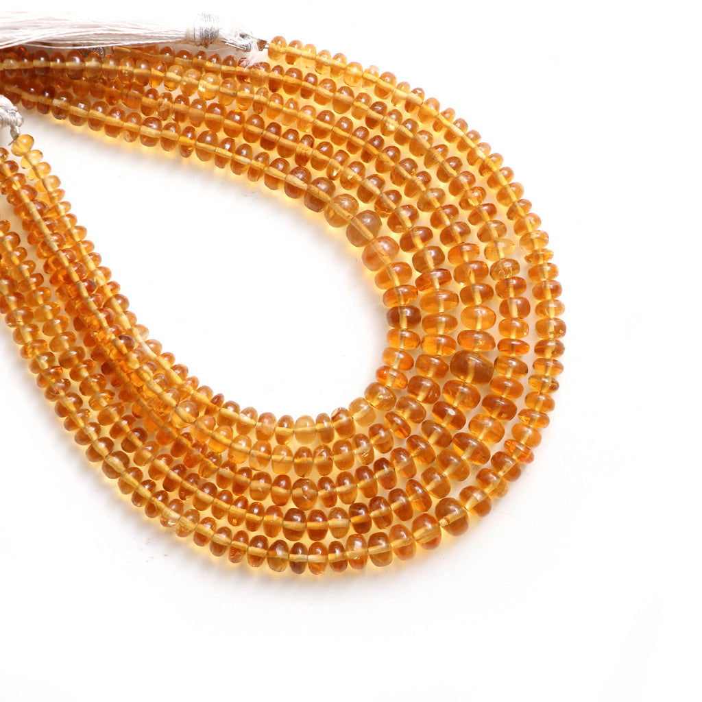 Citrine Smooth Rondelle Beads, 4 mm to 6 mm - Citrine Rondelle Beads Gemstone - Gem Quality , 8 Inch Full Strand, Price Per Strand - National Facets, Gemstone Manufacturer, Natural Gemstones, Gemstone Beads