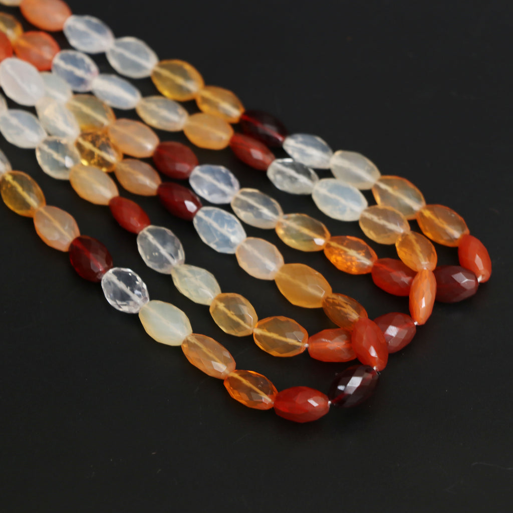 Natural Mexican Fire Opal Faceted Barrel Beads, 7.5x10 mm to 7.5x12 mm, Fire Opal Jewelry Handmade Gift for Women, Price Per Strand - National Facets, Gemstone Manufacturer, Natural Gemstones, Gemstone Beads, Gemstone Carvings