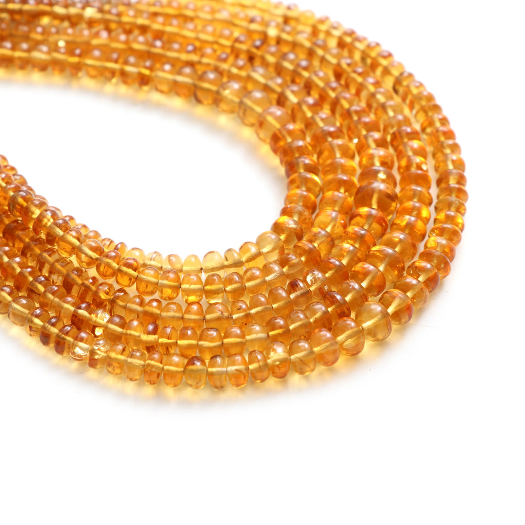 Citrine Smooth Rondelle Beads, 4 mm to 6 mm - Citrine Rondelle Beads Gemstone - Gem Quality , 8 Inch Full Strand, Price Per Strand - National Facets, Gemstone Manufacturer, Natural Gemstones, Gemstone Beads