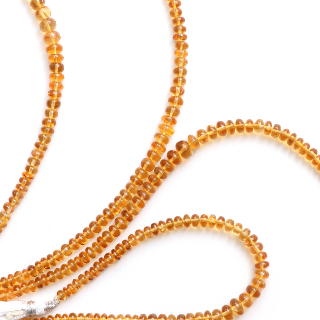 Citrine Smooth Rondelle Beads, 4 mm to 6 mm - Citrine Rondelle Beads Gemstone - Gem Quality , 8 Inch Full Strand, Price Per Strand - National Facets, Gemstone Manufacturer, Natural Gemstones, Gemstone Beads