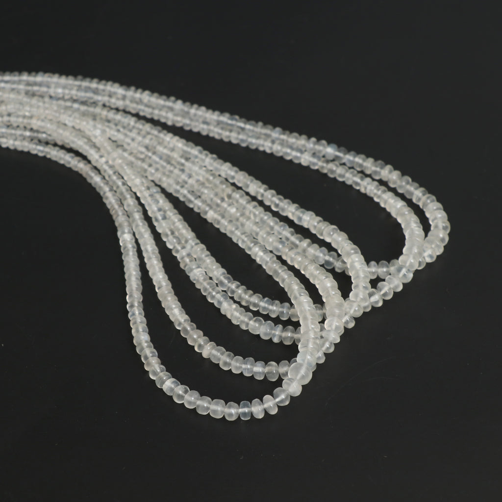 Moonstone Smooth Rondelle Beads, 3.5 mm to 6 mm, Moonstone Jewelry Handmade Gift for Women, 18 Inch Full Strand, Price Per Strand - National Facets, Gemstone Manufacturer, Natural Gemstones, Gemstone Beads, Gemstone Carvings
