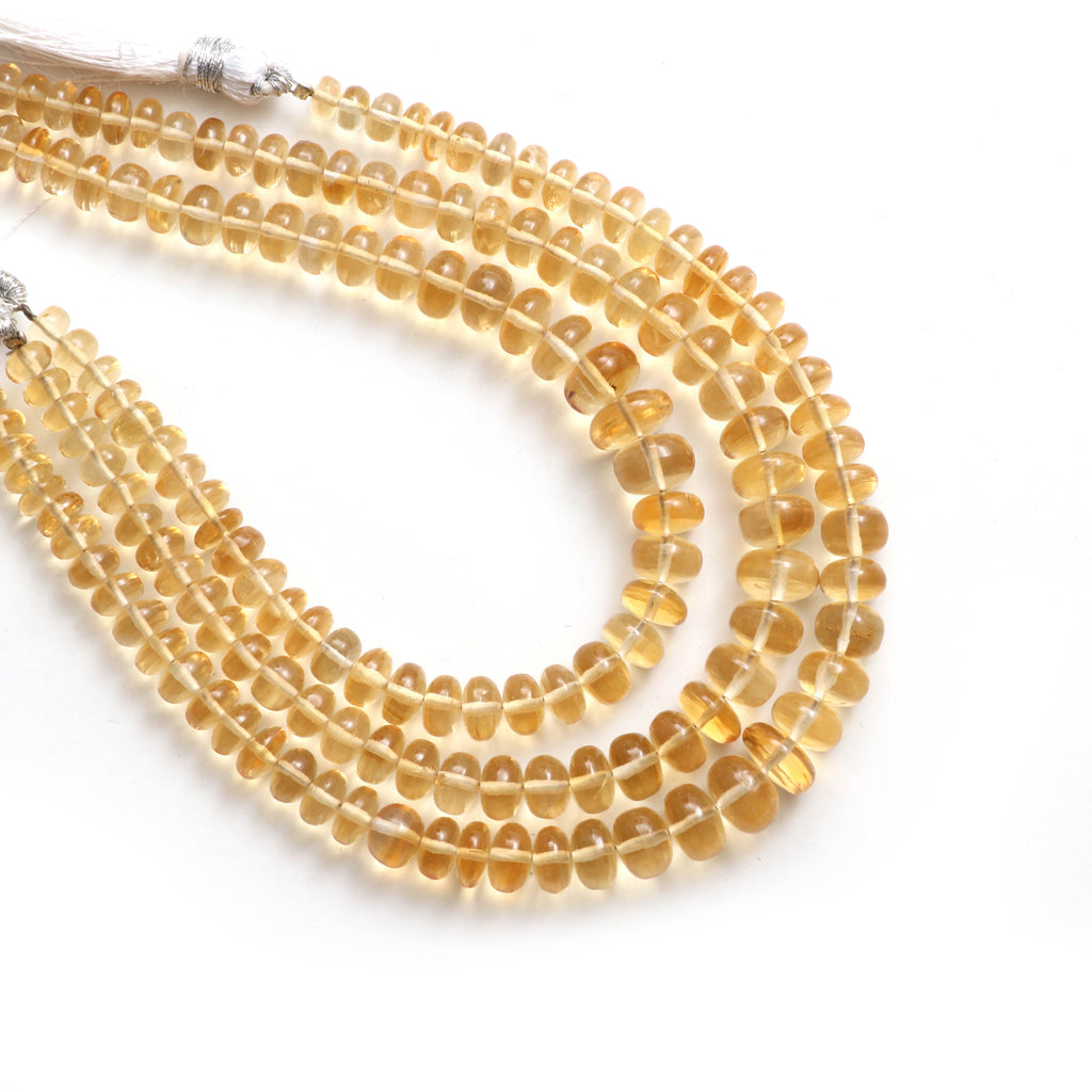 Citrine Smooth Rondelle Beads, 5 mm to 8 mm - Citrine Rondelle Beads Gemstone - Gem Quality , 8 Inch Full Strand, Price Per Strand - National Facets, Gemstone Manufacturer, Natural Gemstones, Gemstone Beads