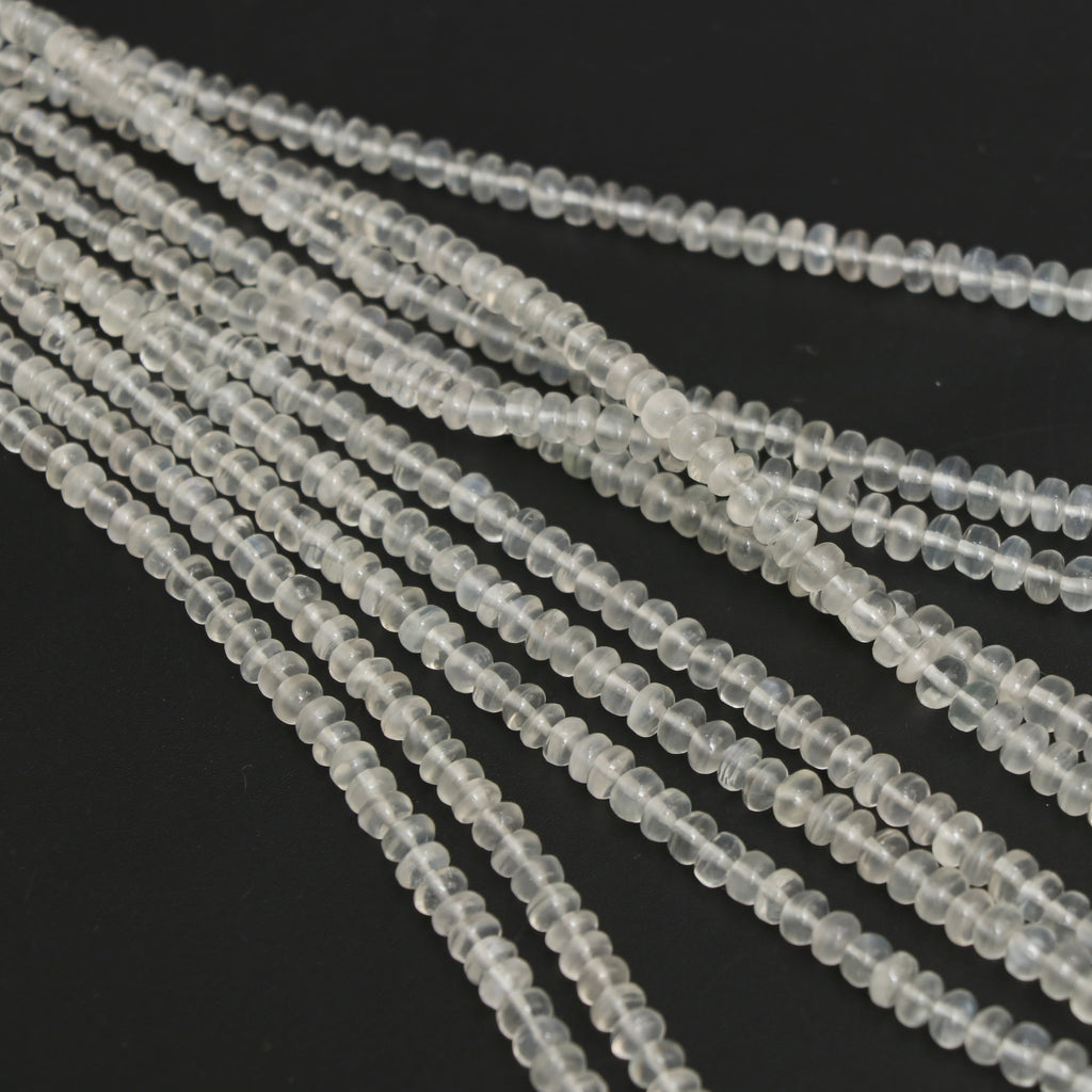 Moonstone Smooth Rondelle Beads, 3.5 mm to 6 mm, Moonstone Jewelry Handmade Gift for Women, 18 Inch Full Strand, Price Per Strand - National Facets, Gemstone Manufacturer, Natural Gemstones, Gemstone Beads, Gemstone Carvings