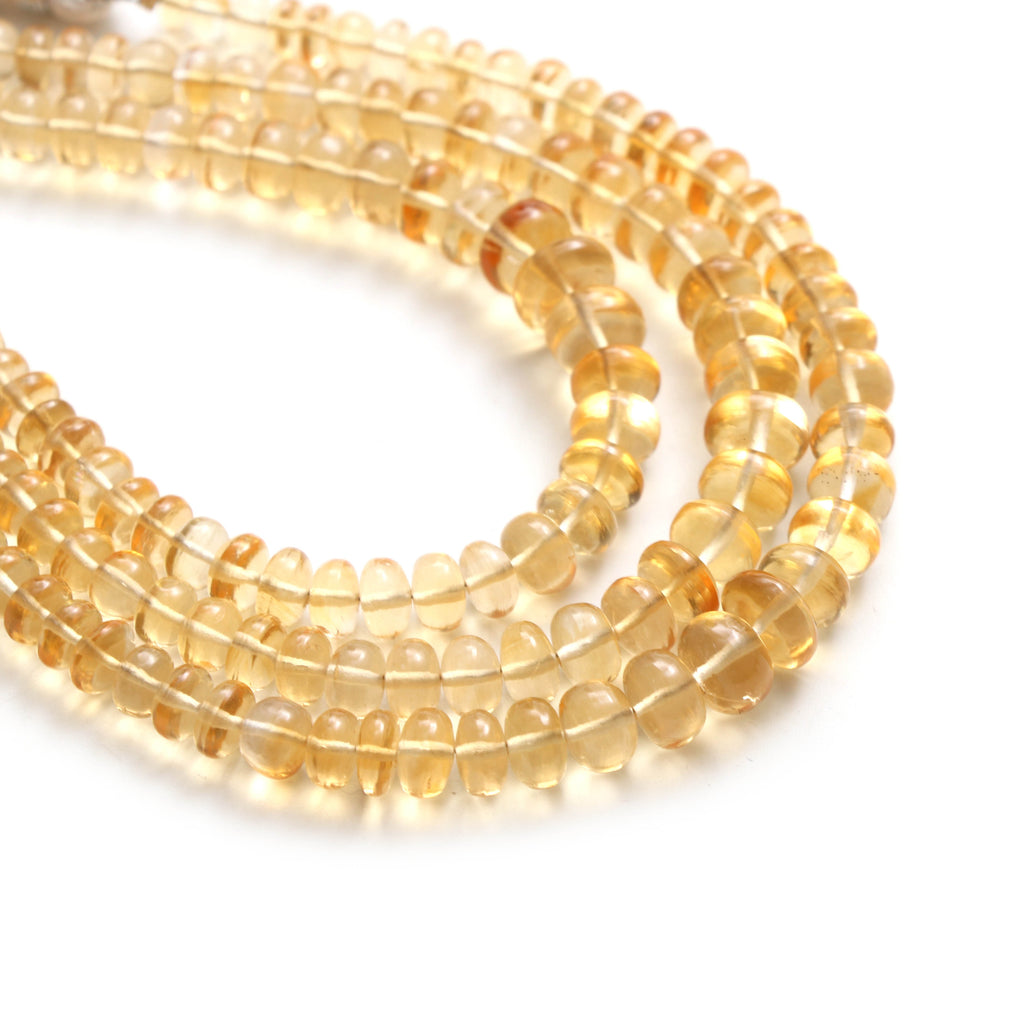 Citrine Smooth Rondelle Beads, 5 mm to 8 mm - Citrine Rondelle Beads Gemstone - Gem Quality , 8 Inch Full Strand, Price Per Strand - National Facets, Gemstone Manufacturer, Natural Gemstones, Gemstone Beads