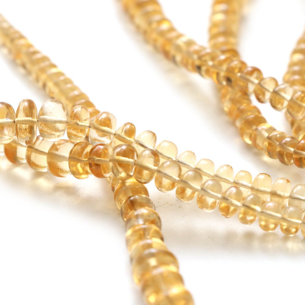 Citrine Smooth Rondelle Beads, 5 mm to 8 mm - Citrine Rondelle Beads Gemstone - Gem Quality , 8 Inch Full Strand, Price Per Strand - National Facets, Gemstone Manufacturer, Natural Gemstones, Gemstone Beads
