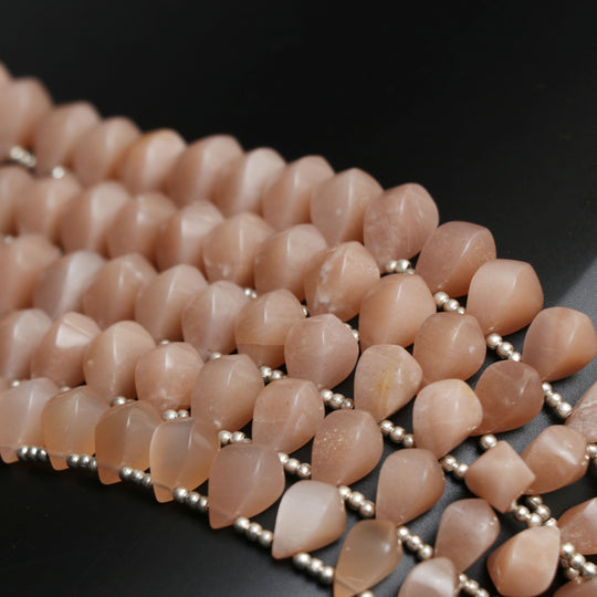 Peach Moonstone Smooth Fancy Shape Beads, 8x12mm To 10.5x13.5mm, Moonstone Jewelry Making Beads, 8 Inch Full Strand