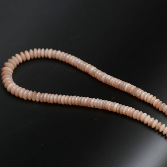 Peach Moonstone Smooth Tyre Beads, 6mm To 10mm, Moonstone Jewelry Making Beads, 18 Inch Full Strand