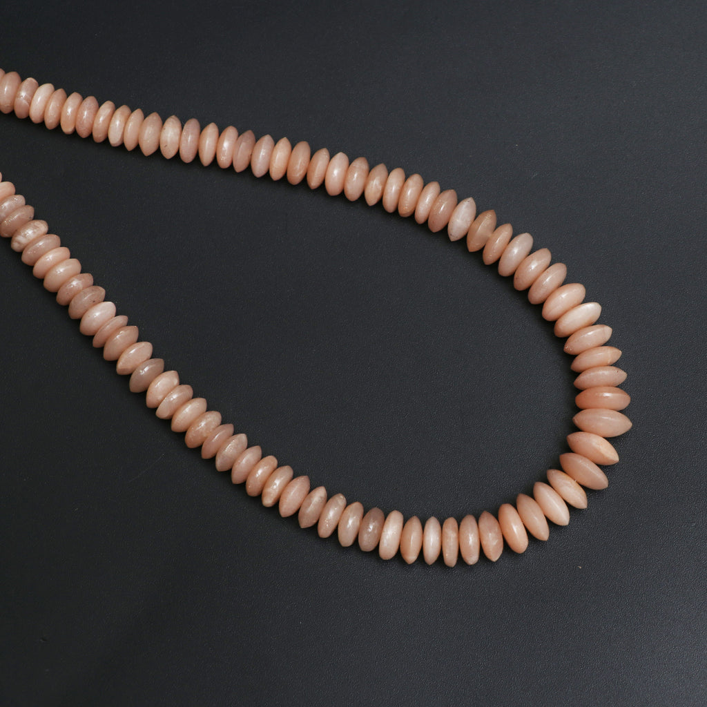 Peach Moonstone Smooth Tyre Beads, Moonstone Beads,6mm To 10mm, Moonstone Strand, 18 Inch Full Strand - National Facets, Gemstone Manufacturer, Natural Gemstones, Gemstone Beads, Gemstone Carvings