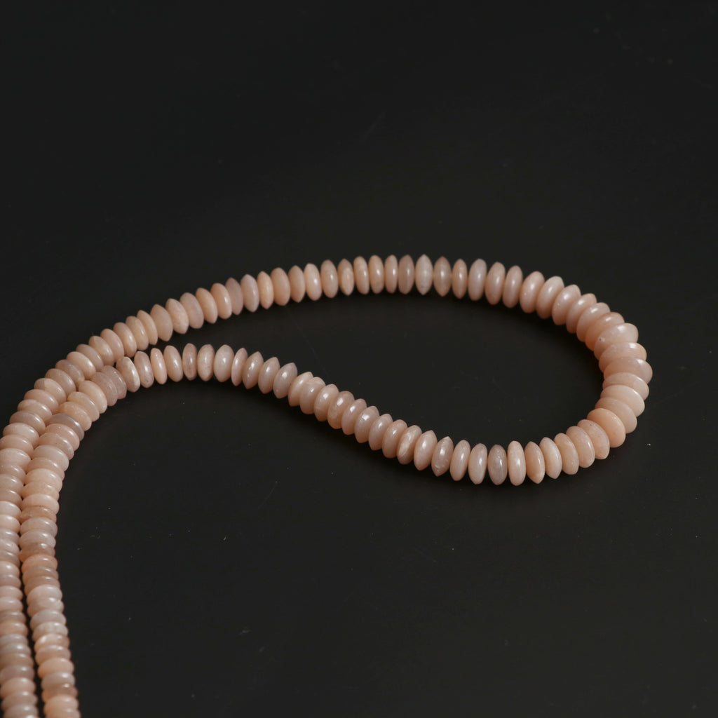 Peach Moonstone Smooth Tyre Beads, Moonstone Beads,6mm To 10mm, Moonstone Strand, 18 Inch Full Strand - National Facets, Gemstone Manufacturer, Natural Gemstones, Gemstone Beads, Gemstone Carvings