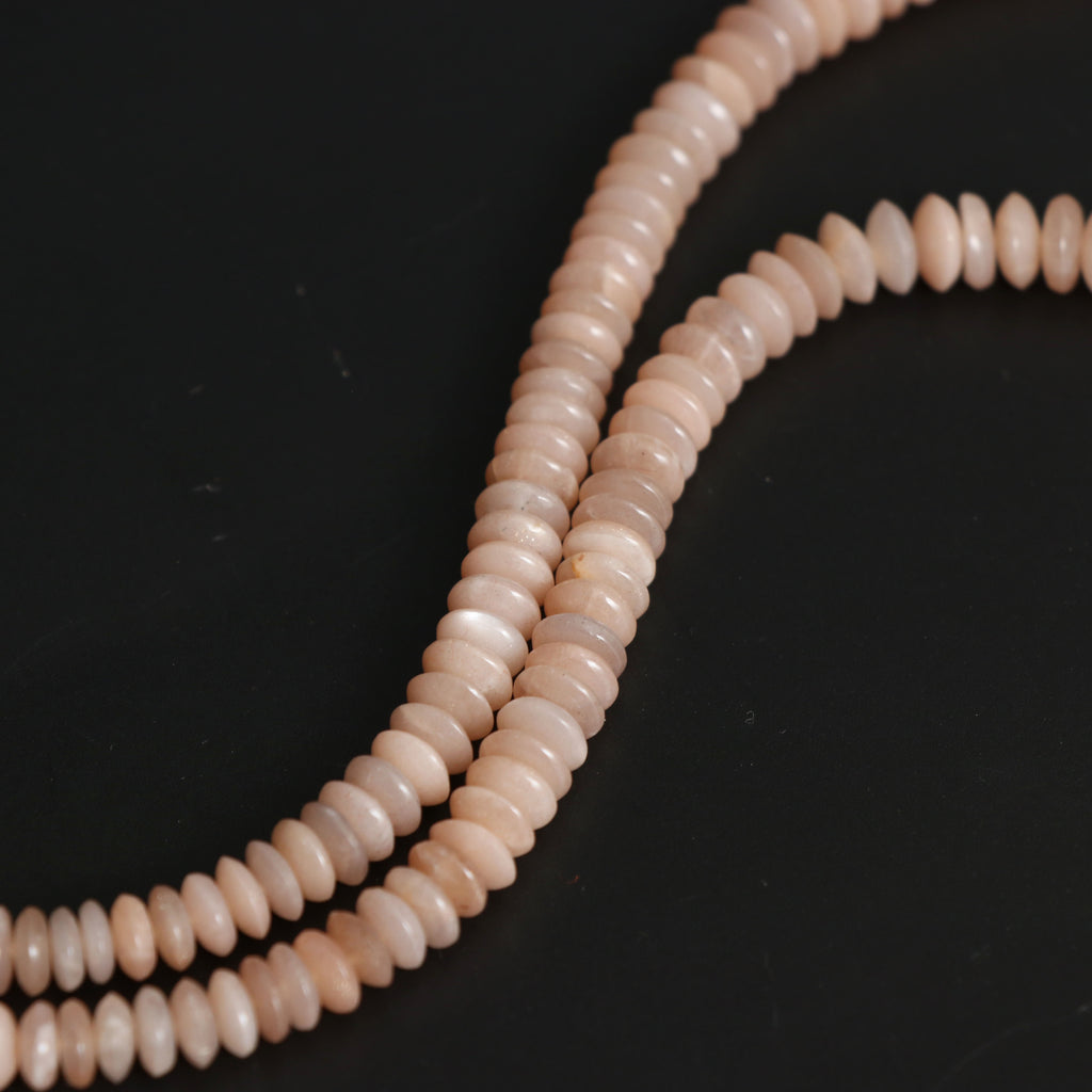 Peach Moonstone Smooth Tyre Beads, Moonstone Beads,6mm To 10mm, Moonstone Strand, 18 Inch Full Strand - National Facets, Gemstone Manufacturer, Natural Gemstones, Gemstone Beads, Gemstone Carvings