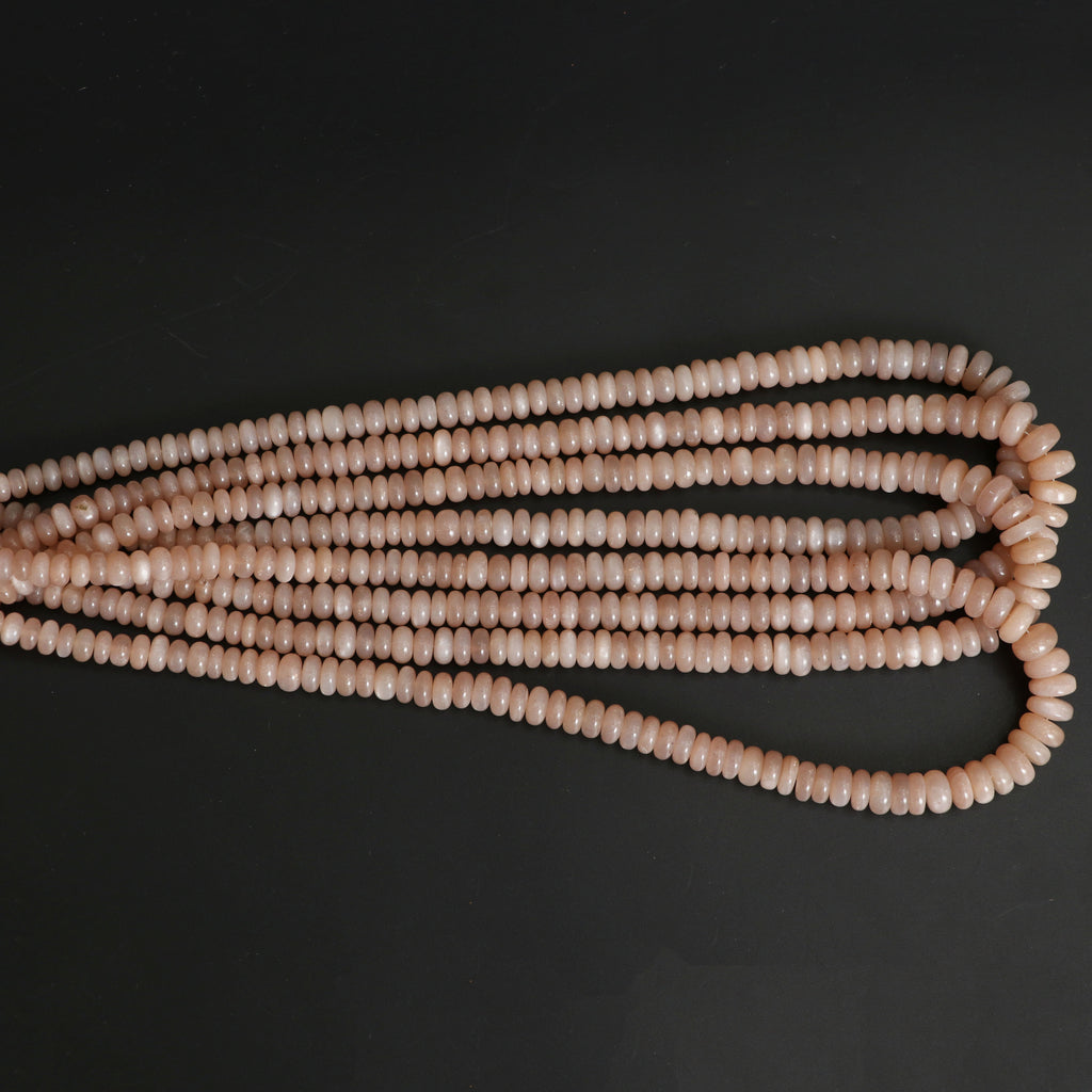 Peach Moonstone Smooth Rondelle Beads, Moonstone Beads,5mm To 9mm, Moonstone Strand, 18 Inch Full Strand - National Facets, Gemstone Manufacturer, Natural Gemstones, Gemstone Beads, Gemstone Carvings