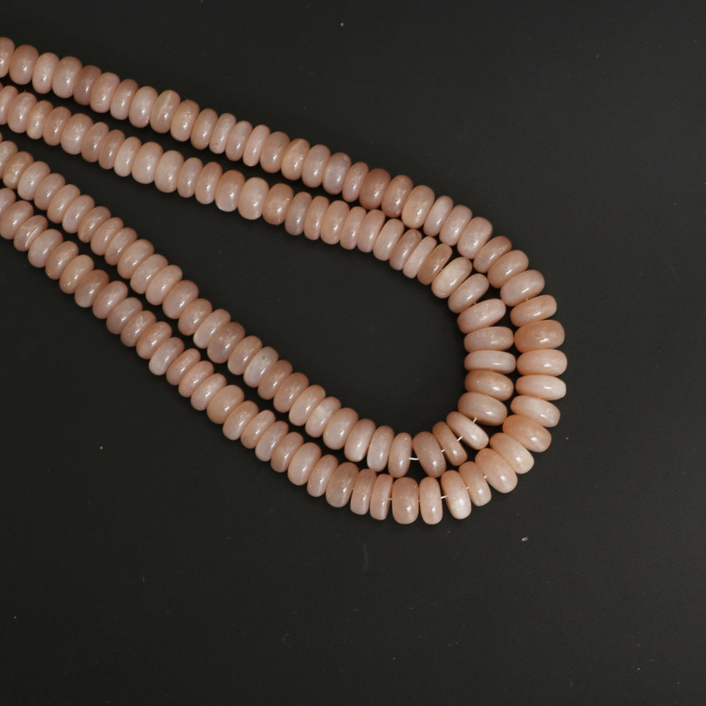 Peach Moonstone Smooth Rondelle Beads, Moonstone Beads,5mm To 9mm, Moonstone Strand, 18 Inch Full Strand - National Facets, Gemstone Manufacturer, Natural Gemstones, Gemstone Beads, Gemstone Carvings