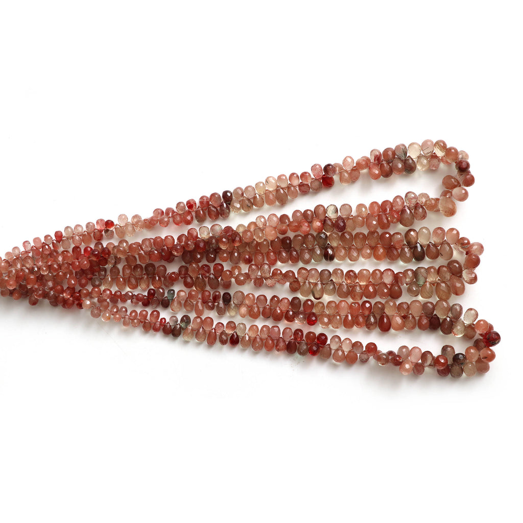 Andesine Briollete Drop Beads - 3.5x5 mm to 7x10.5 mm- Andesine Drop Beads - Gem Quality ,18 Inch Full Strand, Price Per Strand - National Facets, Gemstone Manufacturer, Natural Gemstones, Gemstone Beads
