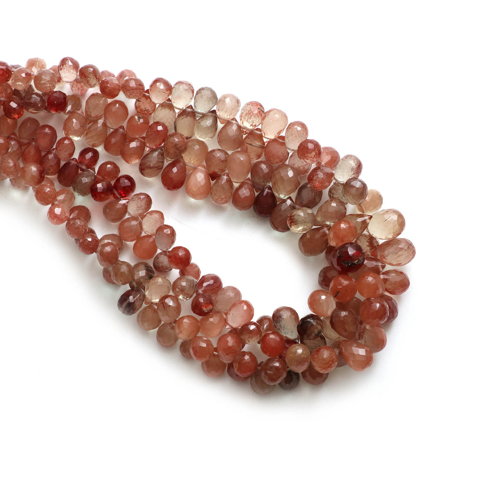 Andesine Briollete Drop Beads - 3.5x5 mm to 7x10.5 mm- Andesine Drop Beads - Gem Quality ,18 Inch Full Strand, Price Per Strand - National Facets, Gemstone Manufacturer, Natural Gemstones, Gemstone Beads