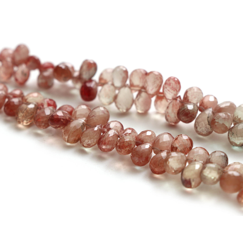 Andesine Briollete Drop Beads - 3.5x5 mm to 7x10.5 mm- Andesine Drop Beads - Gem Quality ,18 Inch Full Strand, Price Per Strand - National Facets, Gemstone Manufacturer, Natural Gemstones, Gemstone Beads